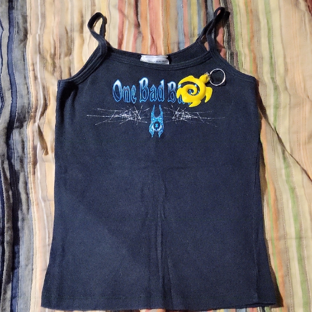 Source Unknown Black Tank Top with Blue Graphic